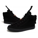 Black Suede Vintage Lace Up High Top Mens Sneakers Shoes
