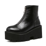 Black Zipper Punk Rock Chunky Block Platforms Dress Shoes Boots