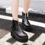 Black Zipper Punk Rock Chunky Block Platforms Dress Shoes Boots