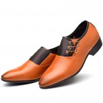 Yellow Leather Side Lace Up Oxfords Flats Business Dress Shoes