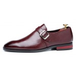 Burgundy Buckle Dapperman Oxfords Business Mens Loafers Flats Dress Shoes