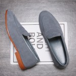 Grey Suede Mens Oxfords Flats Loafers Dappermen Dress Shoes