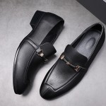 Black Horsebit Blunt Head Mens Oxfords Loafers Dress Shoes Flats