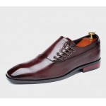 Burgundy Side Lace Dapperman Oxfords Business Mens Loafers Flats Dress Shoes