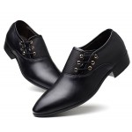 Black Leather Side Lace Up Oxfords Flats Business Dress Shoes