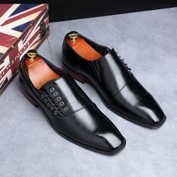 Black Side Lace Dapperman Oxfords Business Mens Loafers Flats Dress Shoes