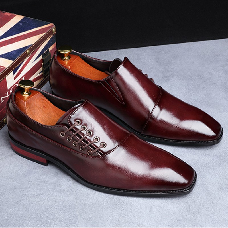 Burgundy Side Lace Dapperman Oxfords Business Mens Loafers Flats Dress ...