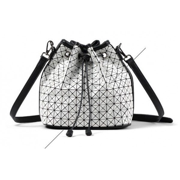 White Pink Purple Triangle Geometric Bucet Cross Body Strap Bag Handbag
