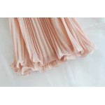 Dirty Pink Goddess Vintage Apricot Short Sleeve Lace Beaded Sexy Pleated Chiffon Dress