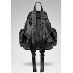 Black Blunt Studs Soft Lambskin Vintage School Punk Rock Hobo Bag Rider Backpack