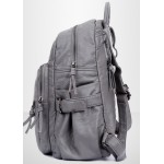 Grey Soft Lambskin Punk Rock Casual Vintage School Backpack