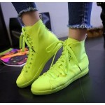 Lime Yellow Shocking Neon Lace Up Hidden Wedges Sneakers Shoes