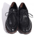 Black Leather Lace Up Platforms Mens Cleated Sole Oxfords Loafers Dress Shoes