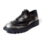 Black Vintage Zipper Platforms Mens Cleated Sole Oxfords Loafers Dress Shoes