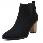 Black Pointed Head High Heels Ankle Chelsea Shoes Boots