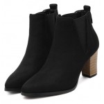 Black Pointed Head High Heels Ankle Chelsea Shoes Boots
