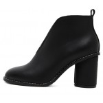 Black High Round Heels Ankle Boots Shoes
