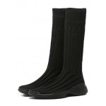 Black Knitted Long Leggings Socks Long Boots Shoes
