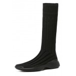 Black Knitted Long Leggings Socks Long Boots Shoes