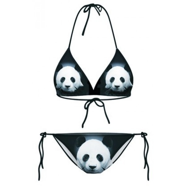 Black Giant Panda Two Piece Sexy BIkini Swimwear