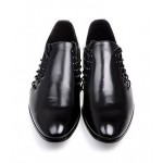 Black Leather Double Lace Up Mens Oxfords Loafers Dress Shoes Flats