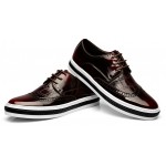 Burgundy Vintage Patent Leather Lace Up Baroque Mens Oxfords Dress Shoes Sneakers