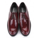 Burgundy Patent Leather Lace Up Platforms Mens Oxfords Dress Shoes