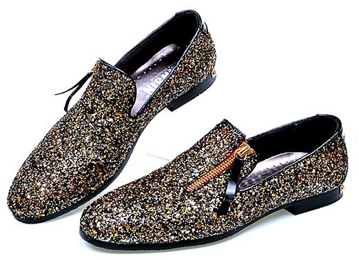 Black Gold Sequins Glitter Bling Bling Mens Oxfords Loafers Dress Shoes ...
