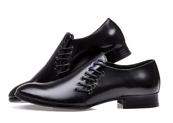 Black Leather Double Lace Up Mens Oxfords Loafers Dress Shoes Flats