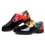 Black Patent Leather Colorful Painting Lace Up Mens Oxfords Dress Shoes