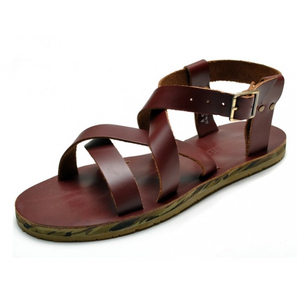 Brown Straps Camouflage Sole Slingback Mens Roman Gladiator Sandals