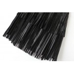 Black PU Faux Leather Tassels Fringes Bodycon Mini Skirt