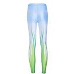 Blue Green Grass Print Yoga Fitness Leggings Tights Pants