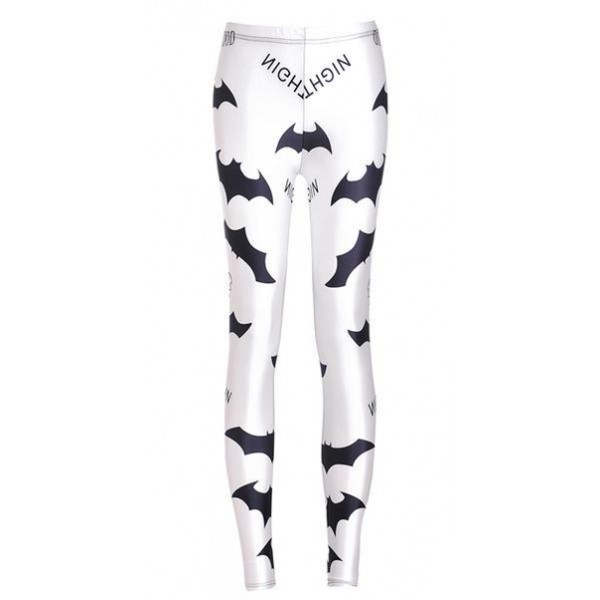 White Bats Batman Print Yoga Fitness Leggings Tights Pants