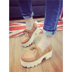 Brown Lace Up Camel Vintage Platforms Punk Rock Chunky Heels Loafers Creepers Shoes