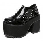 Black Metal Studs Lolita Punk Rock Creepers Platforms High Heels Shoes