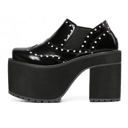 Black Metal Studs Lolita Punk Rock Creepers Platforms High Heels Shoes