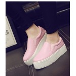Pink Leather Casual Sneakers Loafers Flats Shoes