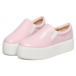 Pink Leather Casual Sneakers Loafers Flats Shoes