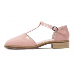 Pink Patent Point Head T Strap Mary Jane Sandals Flats Shoes