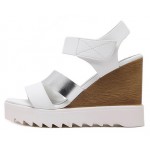 White Silver Straps Wedges Platforms Sandals Shoes