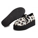 Cream Black Cats Cartoon Lace Up Platforms Creepers Oxfords Shoes