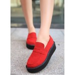 Red Suede Vintage Platforms Creepers Oxfords Shoes
