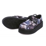 Purple Galaxy Stars Universe Lace Up Platforms Creepers Oxfords Shoes