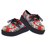 Red Colorful Comic Cartoon Harajuku Lace Up Platforms Creepers Oxfords Shoes