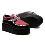 Red Black Stitches Lace Up Platforms Creepers Oxfords Shoes