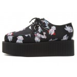 Black White Cartoon Lace Up Platforms Creepers Oxfords Shoes