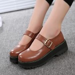 Brown Round Head Old School Mary Jane Lolita Platforms Creepers Shoes