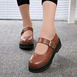 Brown Round Head Old School Mary Jane Lolita Platforms Creepers Shoes