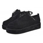 Black Suede Vintage Lace Up Platforms Creepers Oxfords Shoes